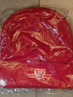 Genuine TTC Red Embroidered Beanie with Crest Logo (NEW)